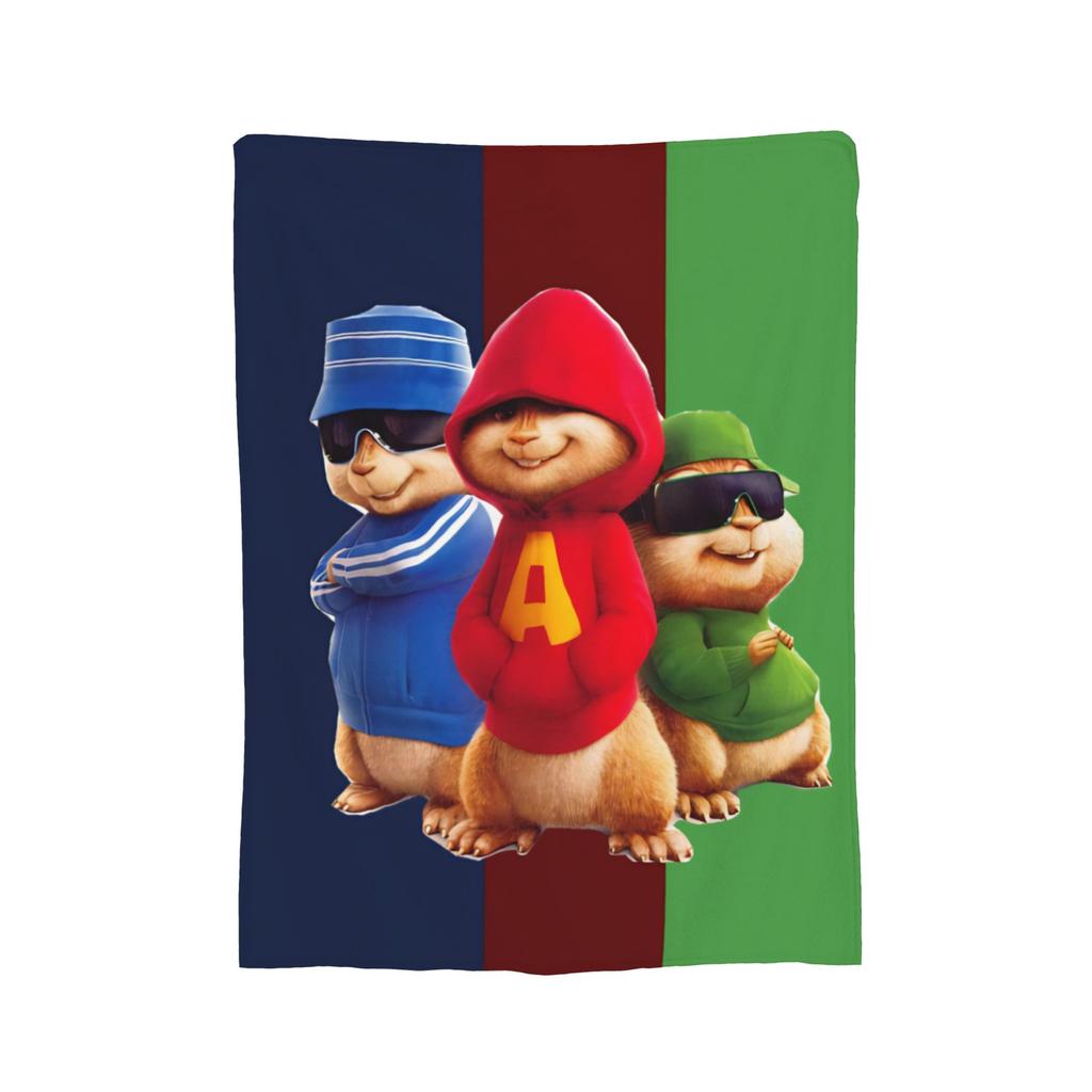 A-Alvin and the Chipmunks Knitted Blanket Coral Fleece Plush Movie Warm Throw Blanket for Bedroom Sofa Bedspread