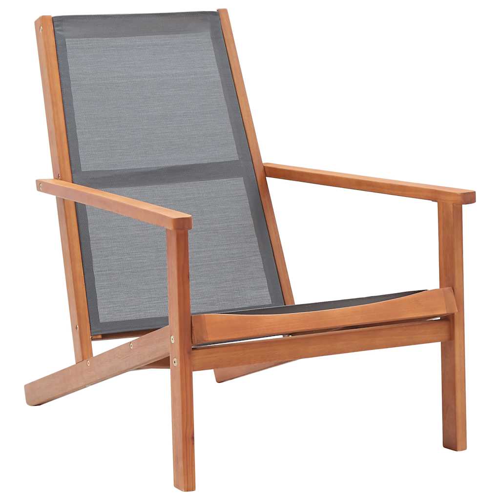 Garden Lounge Chair Gray Solid Eucalyptus Wood and Textilene