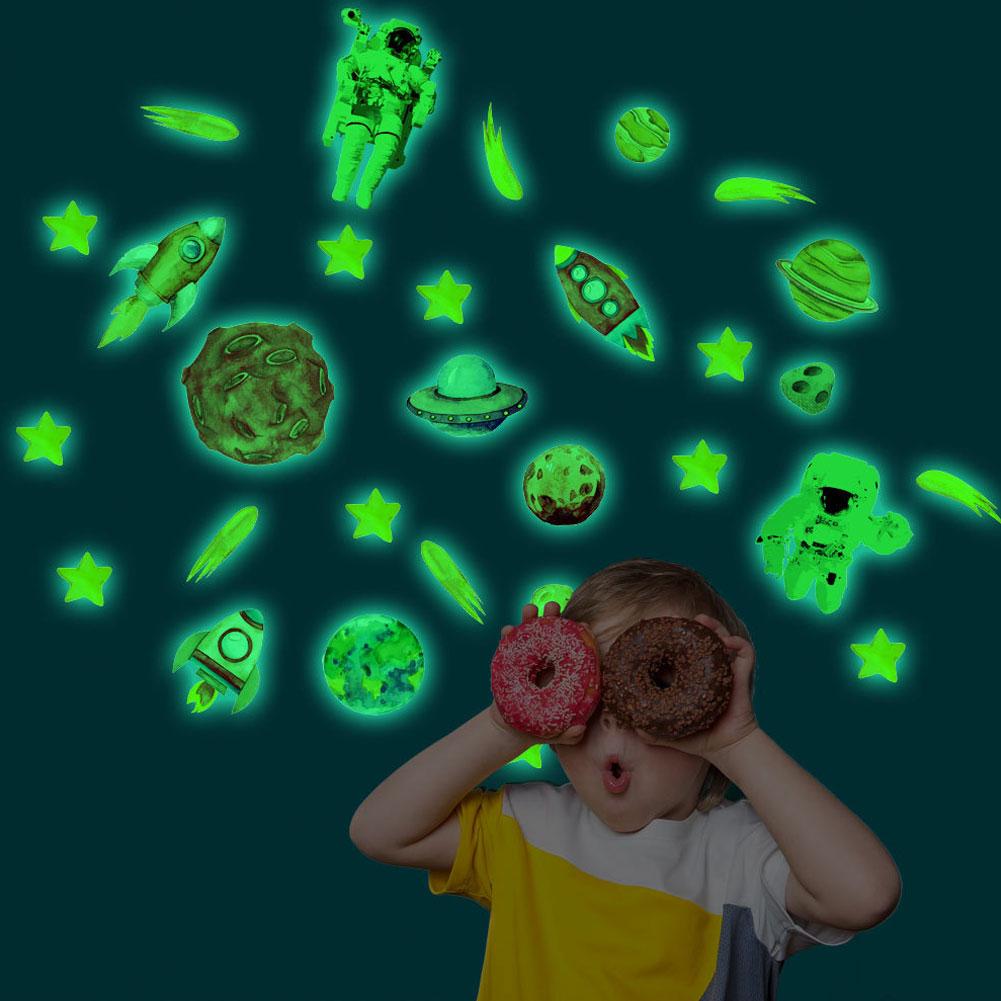 31 Delen DIY Ruimte Ruimteschip Thema Gloeiende Huis Muursticker Lichtgevende Kinderkamer Decoratie