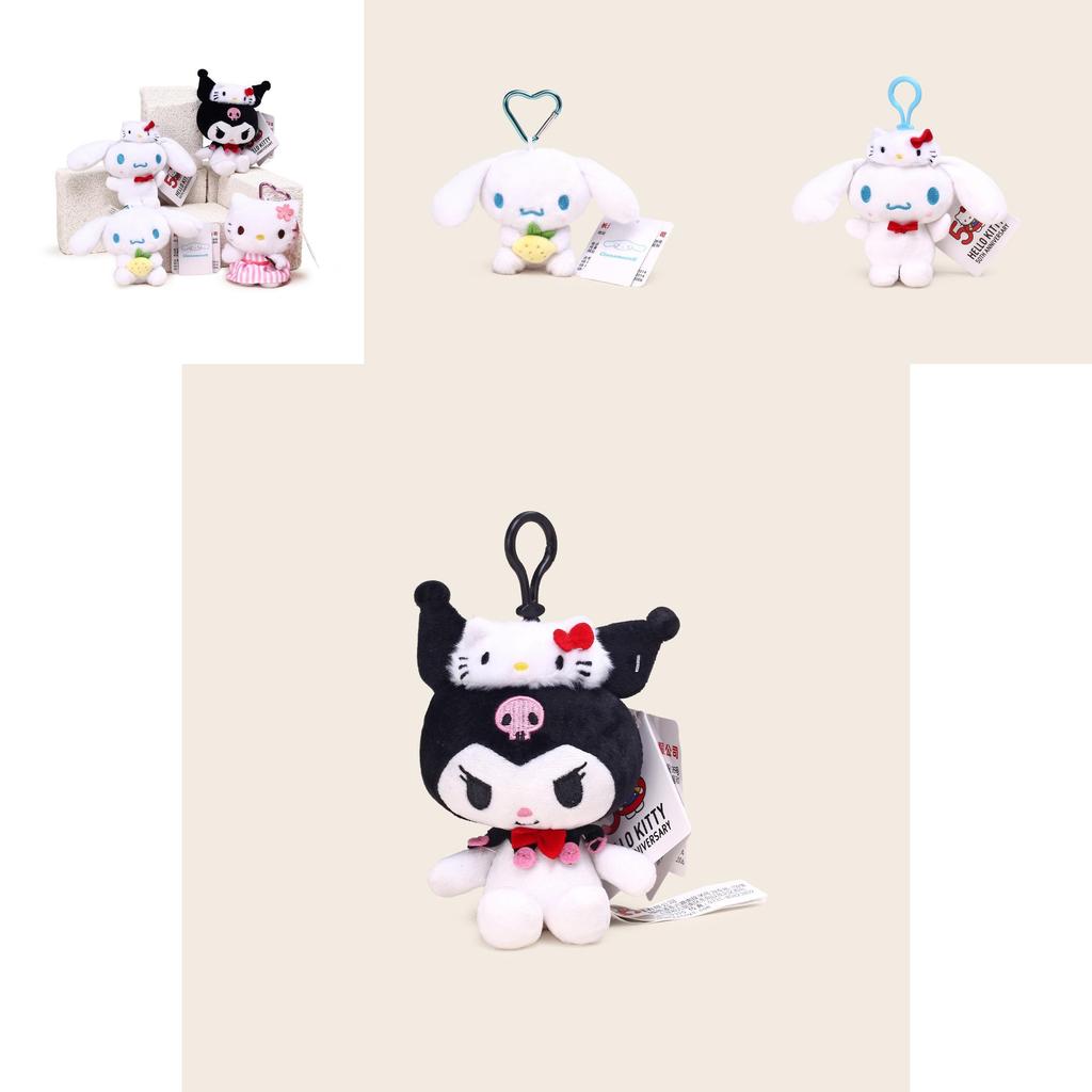 Cinnamoroll Kuromi Character Plush Keychain With Heartshaped Cherry Blossom Hello Kitty For School Bag Gift