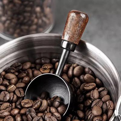 1 buc lingură de măsurare cu mâner de nuc, lingură de cafea pudră, bucătărie, instrument de copt acasă, cupă de măsurare, instrumente de măsurare pentru bucătărie