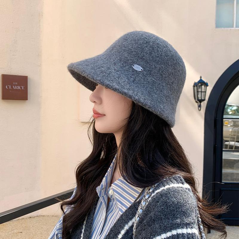 Japanese Wool Knitted Bucket Hat, Versatile In Autumn And Winter, Fashionable And Warm, Retro, Showing Small Face And Elegant Basin Hat Woman