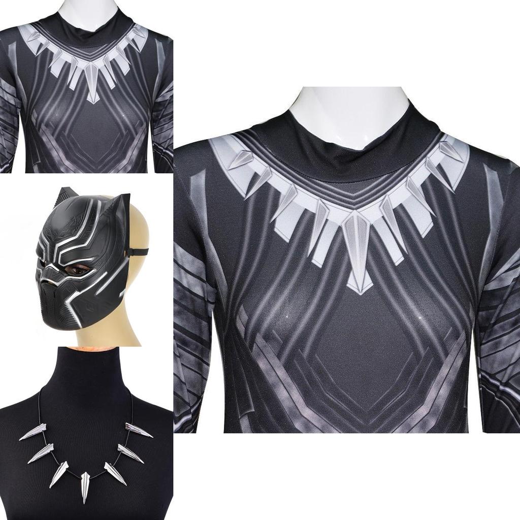 Disfraz de Halloween de primera calidad 2018 con collar y mono de Pantera Negra, conjunto de máscara