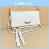 Solid Color Simple Gold Wing Decoration Women Casual Shoulder Bag With Tassels