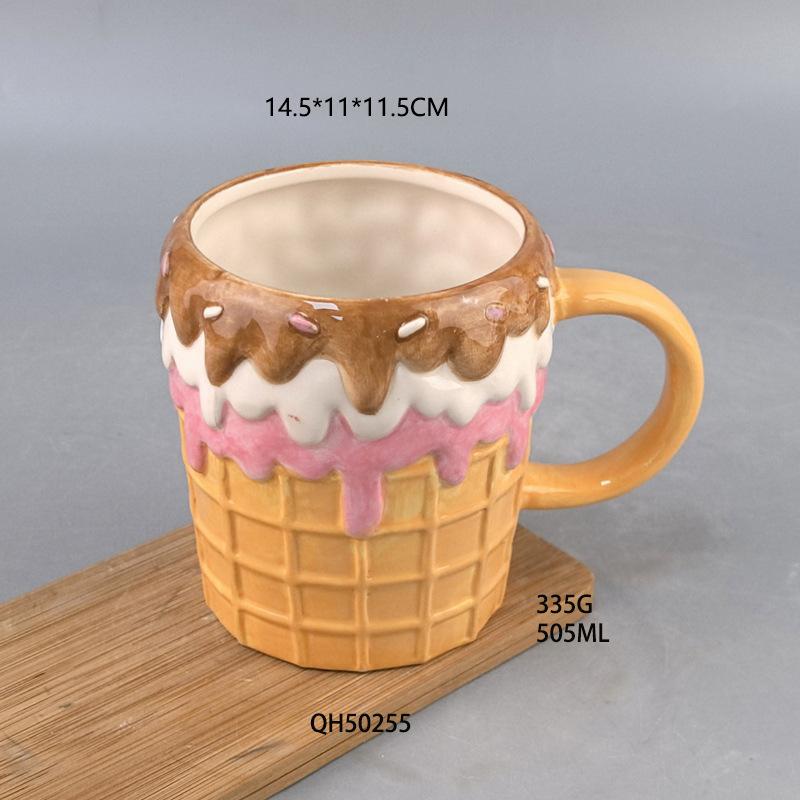 Birthday Gift Donut Mug Creative Coffee Cup Cartoon Water Cup Candle Cake Cup Couple Ceramic Cup 501-600ml