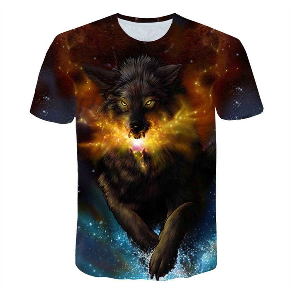 

New Summer Boys Girls Cartoon Animals Wolf 3D Printing T Shirts Children Tees Unisex Short Sleeve T Shirts Child Tops Clothing 100
