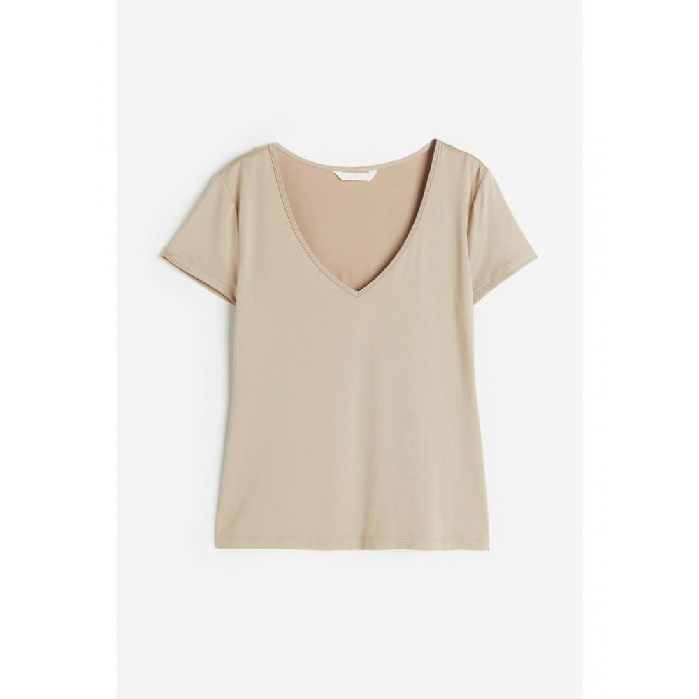

H&M V Neck T-Shirt Beige 1189299003