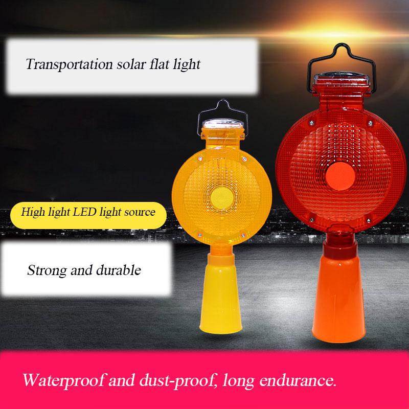 LED Night Traffic Warning Lights Long Battery Life Solar Road Construction Large Flat Lights Barricade Lights Cone Lights