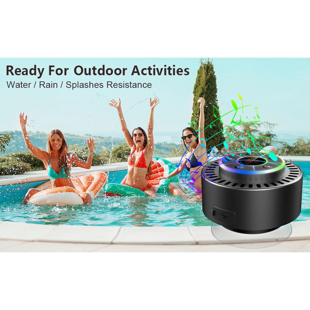 IPX7 Waterproof Bathroom Speaker Dustproof Shockproof LED Time Display Built-in FM Radio Speaker