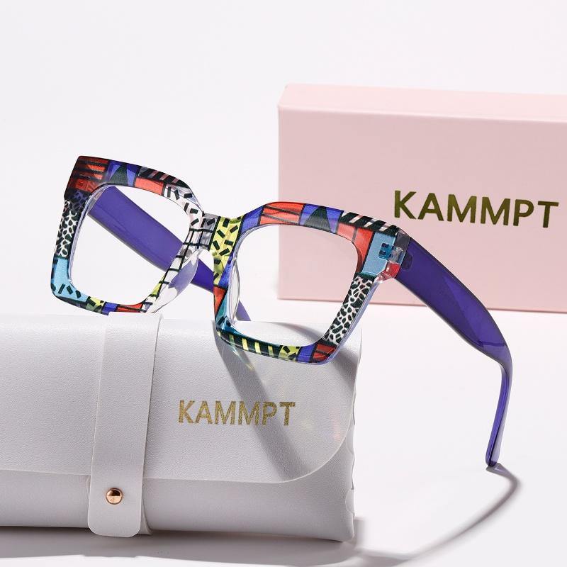KAMMPT Vintage Square Glasses Women 2024 New Fashion Multi-color Rim Optical Frames Trendy Stylish Blue Light Blocking Eyewear