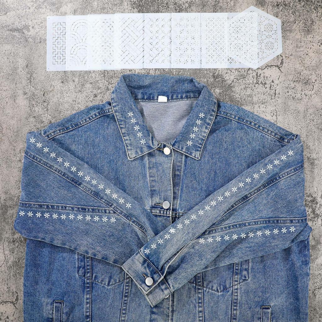 Yousoontic Sashiko Stencil Set (8 Pcs, 4.7 × 4.7 In, 2.5 Mm Thick, Reusable Plastic)