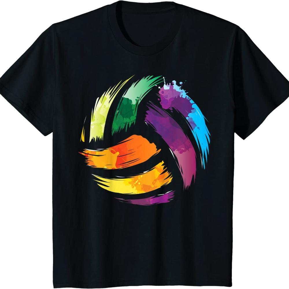 

Colorful Volleyball _ 3d Print Cute Colorful Ball Print Summer Men s and Women s Short Sleeve T-shirt S чёрный