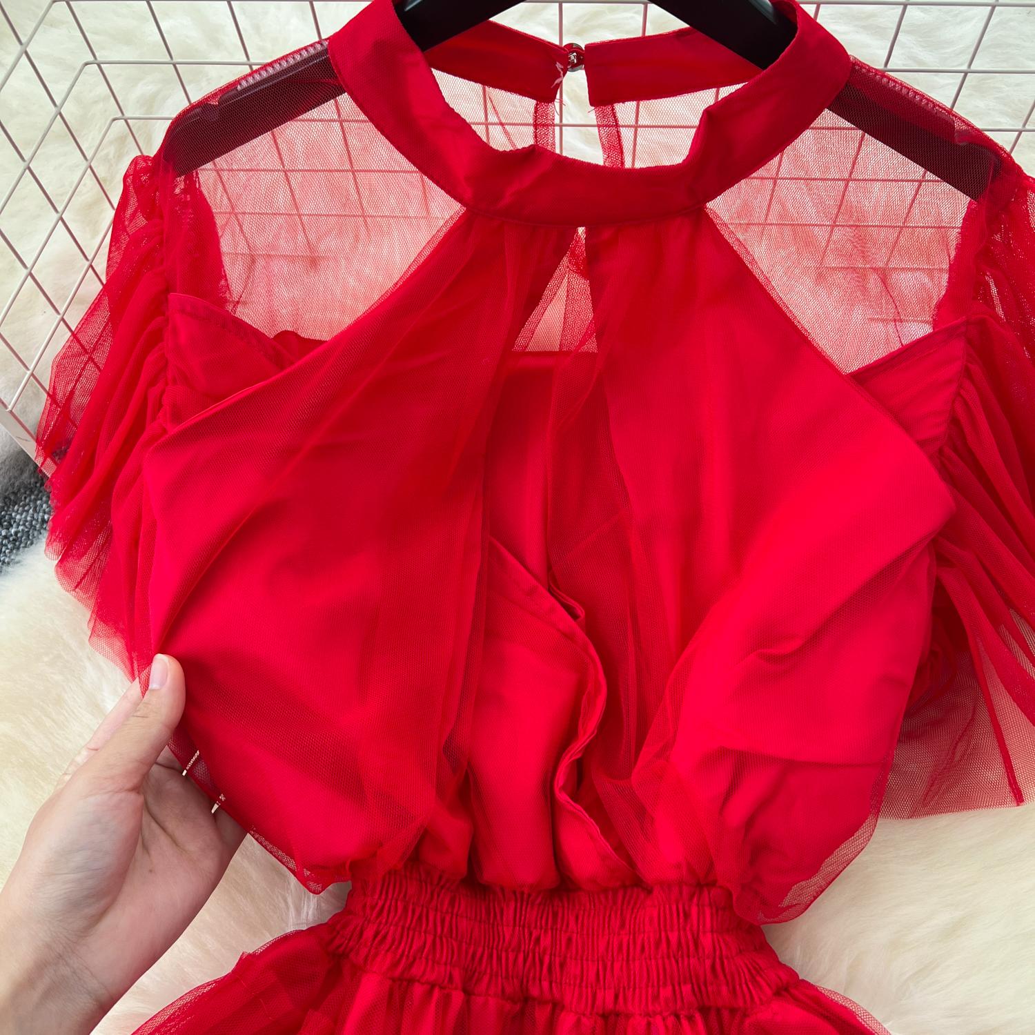 Винтажное базовое платье с круглым вырезом и коротким рукавом — фото 15