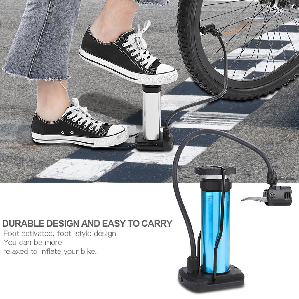 Mini Fahrradpumpe Tragbare Fahrrad Motorrad Fußpumpe Aluminiumlegierung (blau)