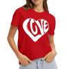 Women's Casual Valentine's Day Printed Short Sleeved Loose Round Neck Pullover Top Top