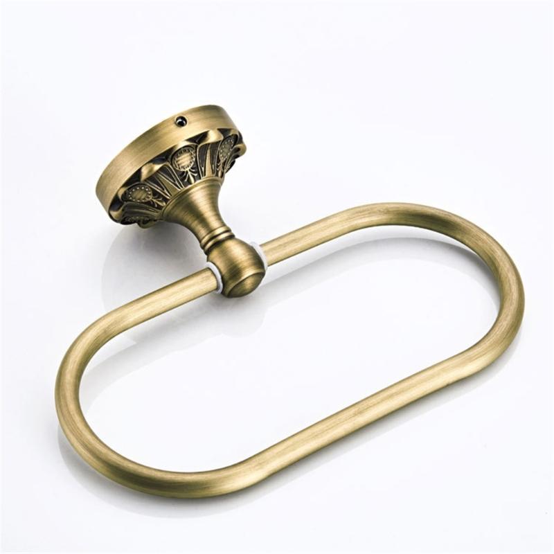 Elegant Oval Metal Towel Rings with Embossed Not Slip Base Stand for Secure Towel Holding In Modern Classical Bathrooms