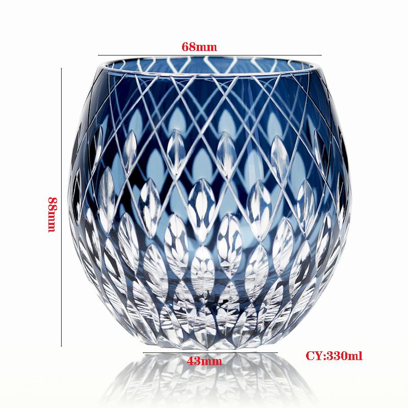 

Handmade Japanese Style Edo Kiriko Curved Shape Colored Cocktail Whiskey Glass Tumbler 11.6Oz With Gift Box 330 ml