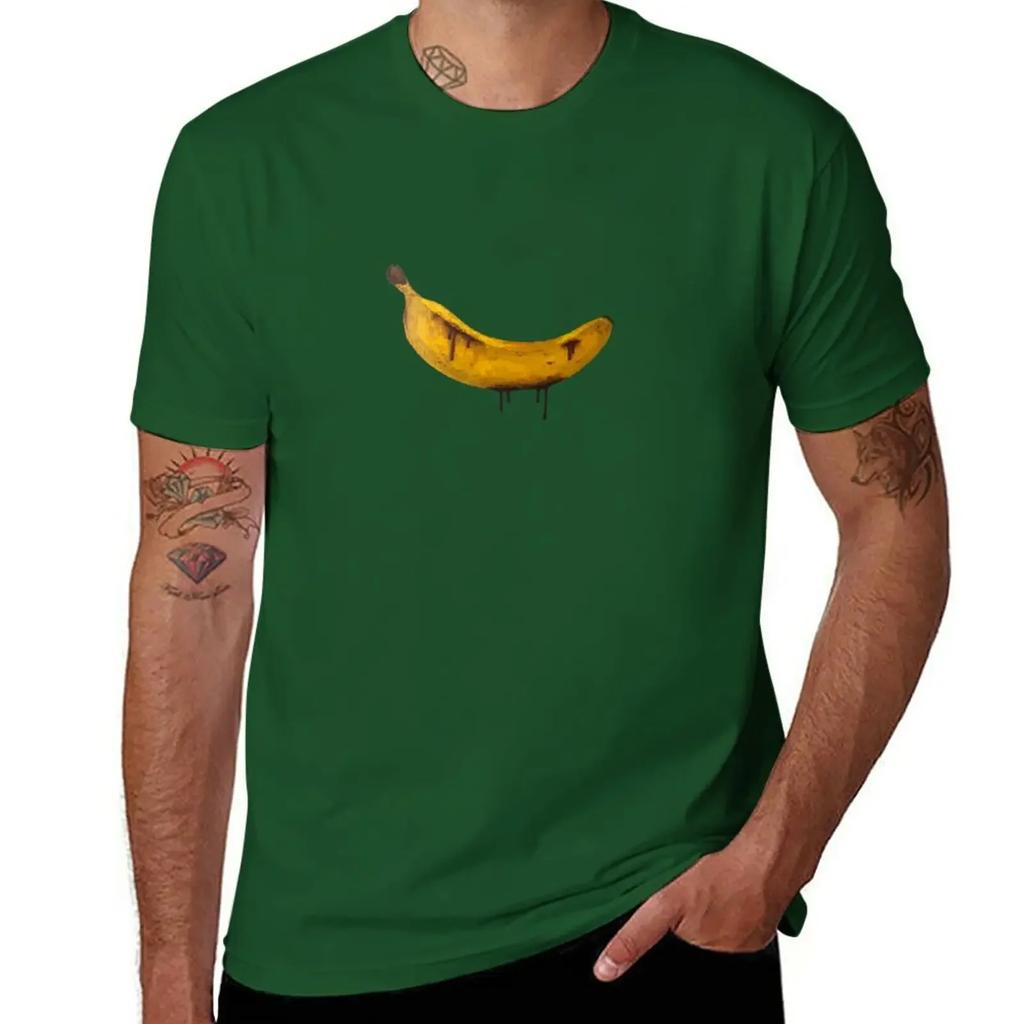 Das blutige Bananen T-Shirt Jungen Weiß Übergrößen Oversize T-Shirts für Herren