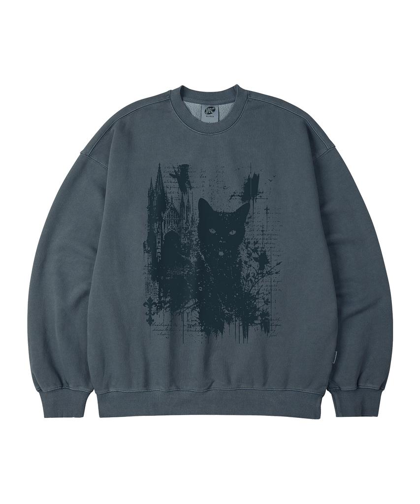 WILDROCK Gothic Castle Cat Pigment Oversized Sweatshirt_5 Col
