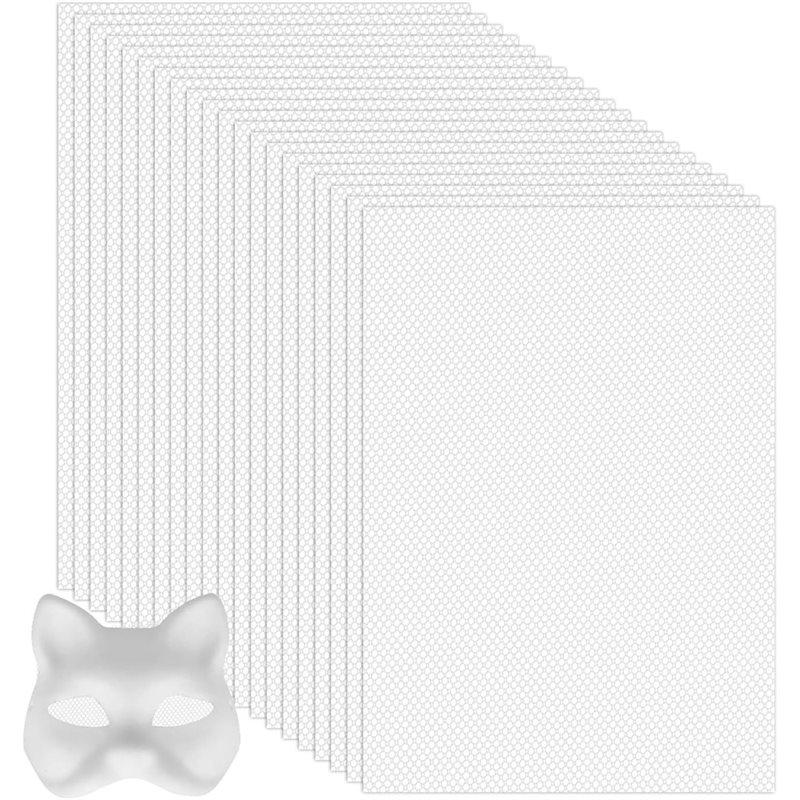 

CYCLI-Waterproof For Mask Fursuit Eye Mesh, 20 Sheets White PVC Plastic Blank Canvas For Furry Cosplay
