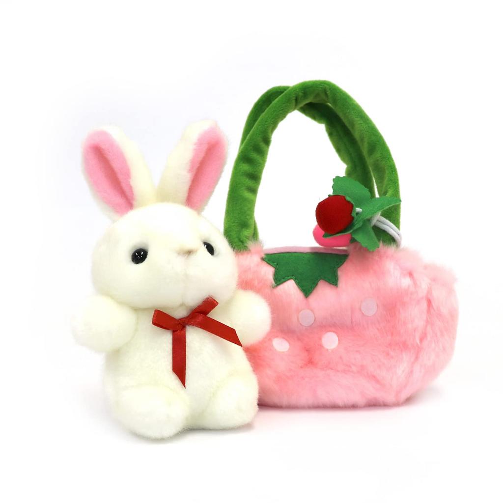 Cute Sales Plush Toy Outing Series Strawberry Rabbit White B0049