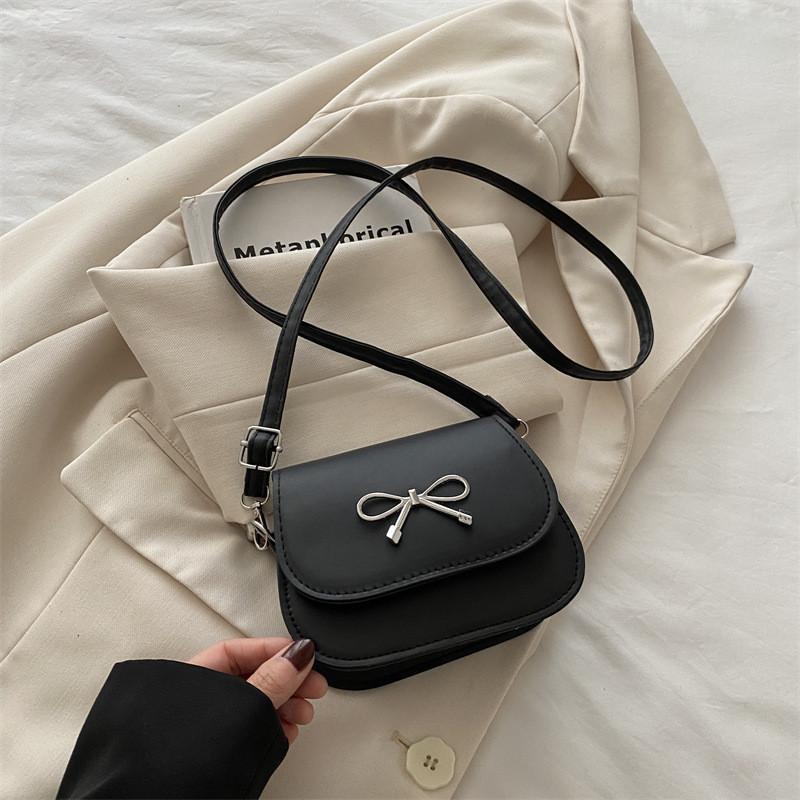 Simple Solid Color Bow Decoration Women Shoulder Bag For Daily Casual