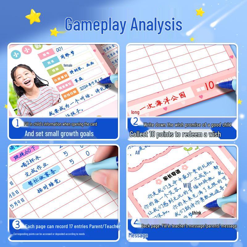 Children's Cute Reading Reward Stamp Book: Cartoon Points Card for Wish Redemption