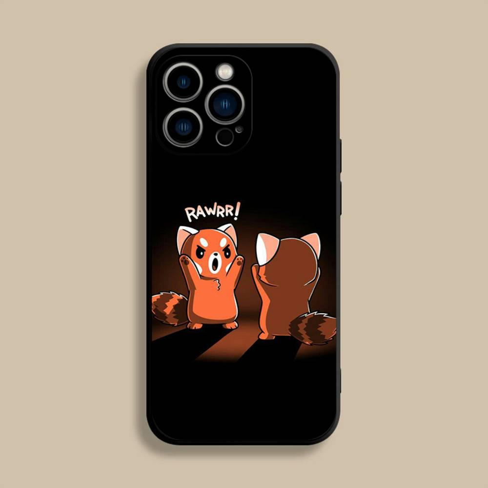 

Cute Red panda Animal Phone Case For iPhone 17,16,15,14,13,12,Pro,Max,Plus,E,SE4,Air,Mini Black Soft Cover iPhone16plus