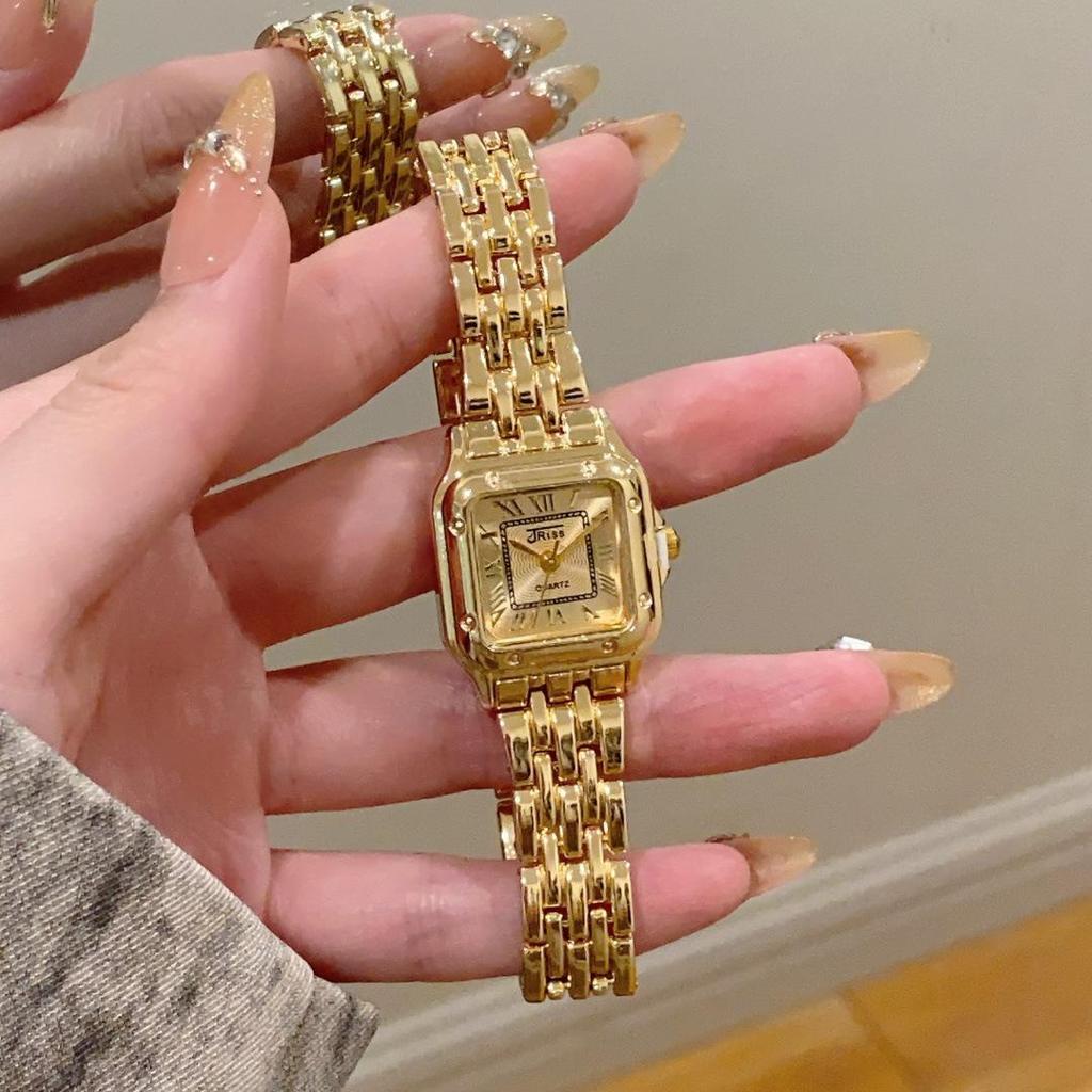 Elegant Women's Gold Square Quartz Watch - Chinese Style, Versatile, for Daily Commute