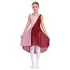 Girls Sparkly Sequin Dress Contrast Color Design Sleeveless Round Neckline Irregular Hem Stage Performance Outfit