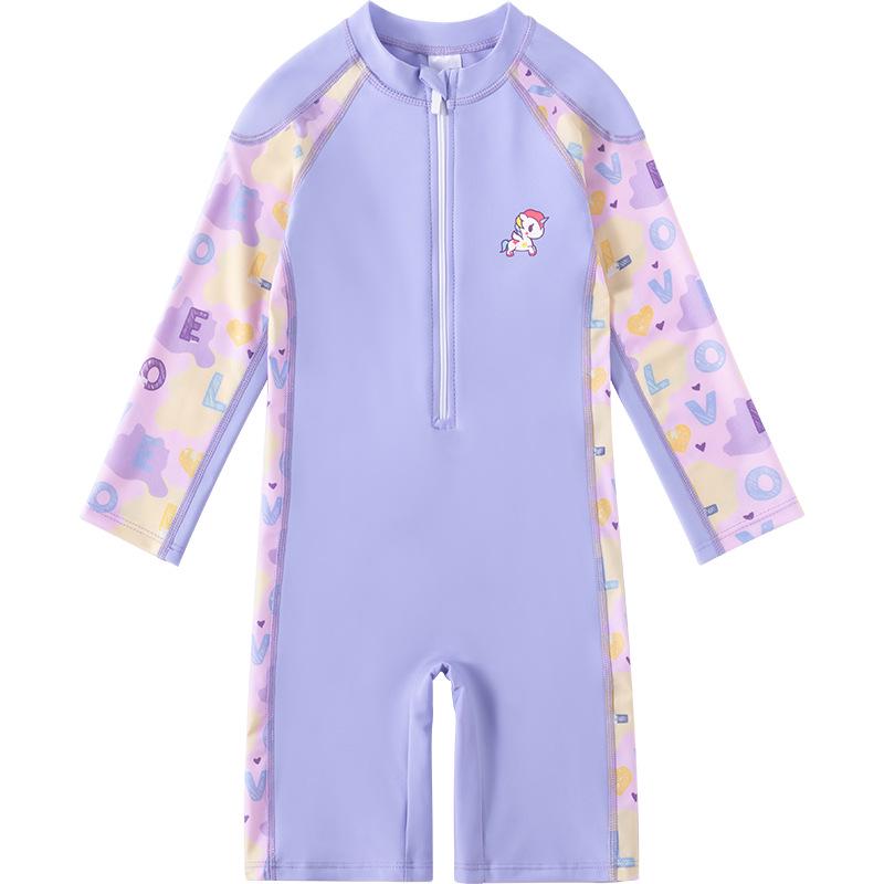 Girls' Cartoon Sunscreen Quick-Dry Swimsuit – Short & Long-Sleeved Options
