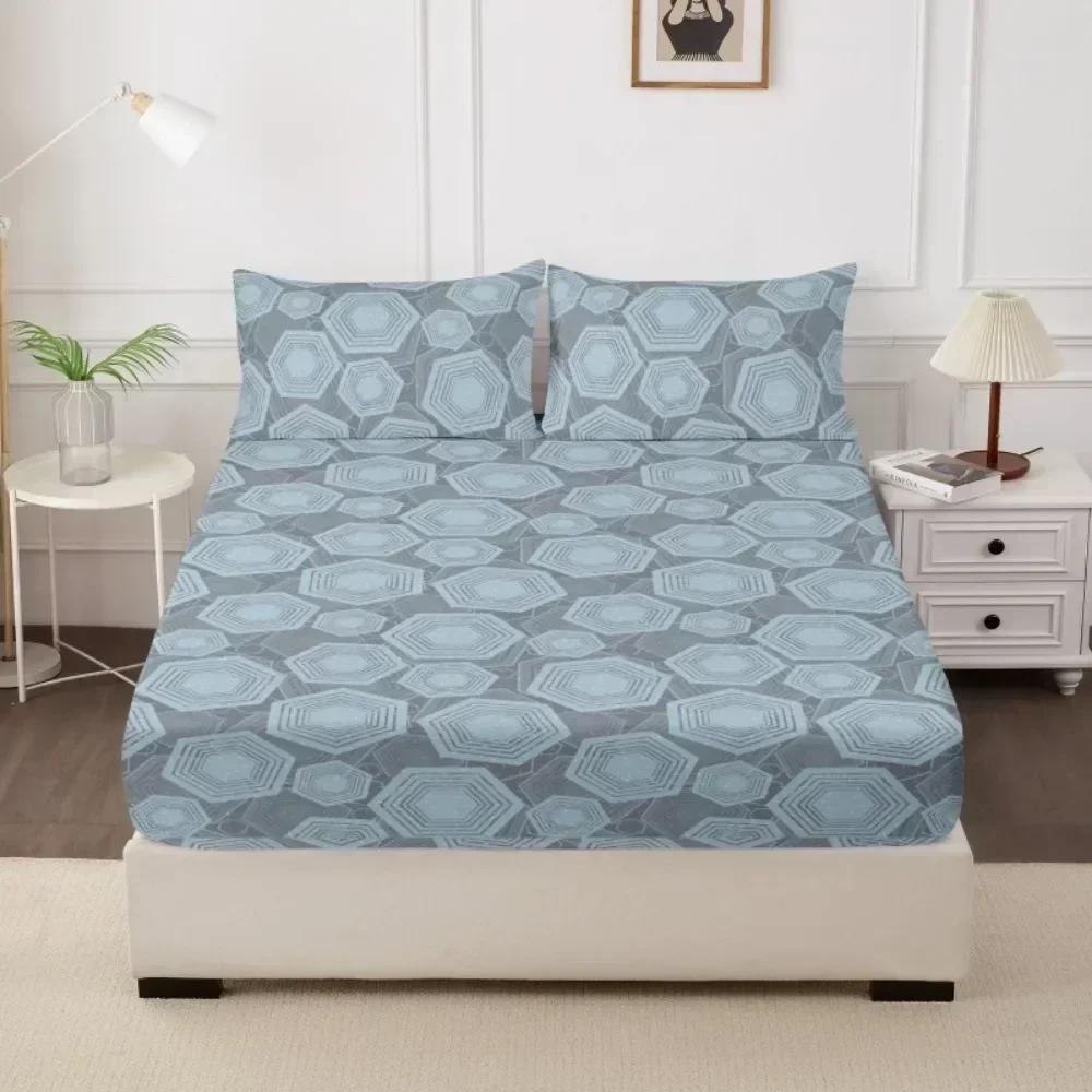 1PC Printed Fitsheet Single Double Twin Queen Size Mattress Cover with Elastic Band Bedsheet Soft Comfortable Fitted Sheet