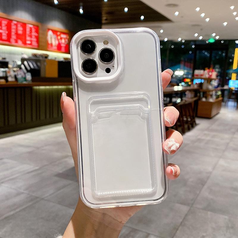 Simple Card Pocket Bag Colorful Bumper Phone Case For For Iphone 16 17 Pro Max 1 14 13 12 11 16 Plus Air Clear Back Cover