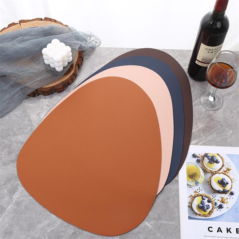 2 PCS Droplet Shape Nordic Originality Dining Table Mats Kitchen Accessories Cup Coaster Waterproof Oil Proof Leather Meal Mat