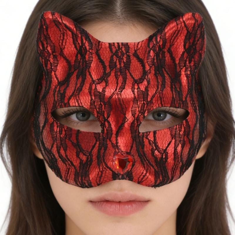 Elegant Cats Face Lace Snake Pattern Mask Costume Mask For Masquerades Ball Halloween Party And Cosplay