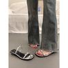 Beautiful temperament cool slippers women's summer high sense outer wear fashionable new go out flat silver slippers