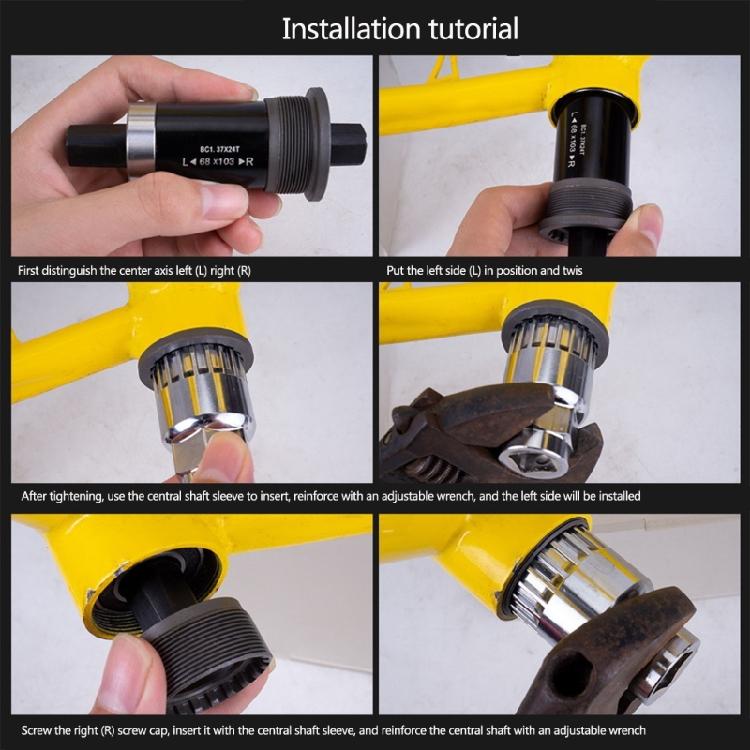 68mm Bike Square Taper Bottom Bracket Square Hole Crank Shafts Seal Bearing Bicycles Part Bicycles Bottom Bracket