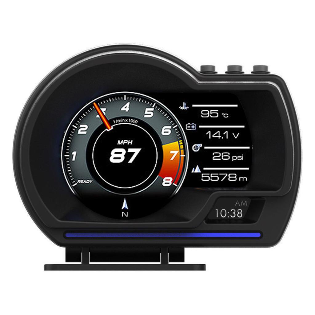 Digital Head‑Up Displayer OBD2+GPS Speed Warning Head Up Display Smart Gauge Car HUD Speedometer Turbo RPM Alarm for Car Truck