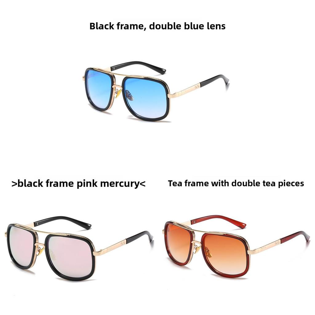 Metal Frame Square Sunglasses With Uv400 Protection For Outdoor Fashion And Parties