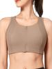 Yvette Sports High Plus Patterned Integrated Size S Mocha Brown Women's Non-Slip Bra, Front-Opening, Support, Size, Mesh, Sweat-Wicking, Quick-Drying,