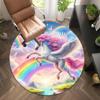 1Pc Cute Unicorn Circular Print Rug - Home Decoration Carpet For Living Room Bedroom Flooring Computer Chair Area Rug
