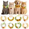 Cute Hand-Weaven Elastic Pet Scarf Adjustable Lightweight Cat Dog Bow Tie Plant Theme Sweet Style Knitted Pet Collar Pet Gifts
