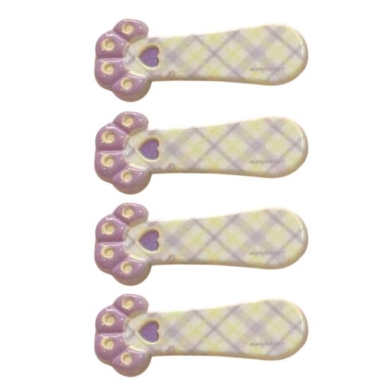 Girl Hairpin Plaid Pattern Cat Paw Shape Hair Clips Stable Clamping Force
