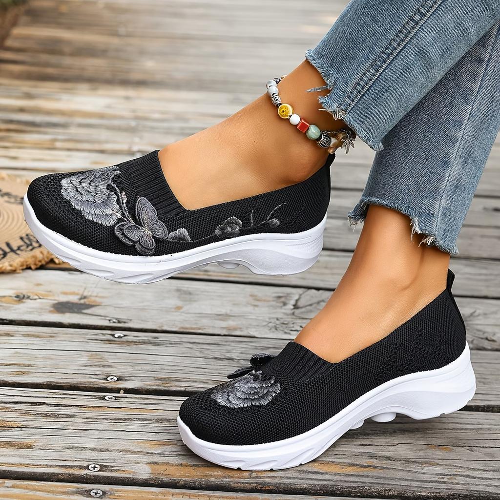 New Casual Shoes with Embroidered Butterfly Decoration | Large Size, Lightweight, Comfortable, Breathable,  Festival Gifts, Women Shoes, Sneakers