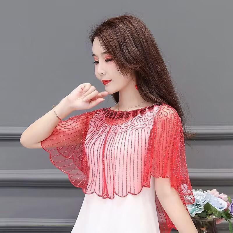 

Высококачественная женская шаль 1920-х годов, вечерняя накидка, винтажная шаль-хлопушка: Вышивка бисером и сетчатый дизайн для вечеринок в стиле Гэтсби! one size красный