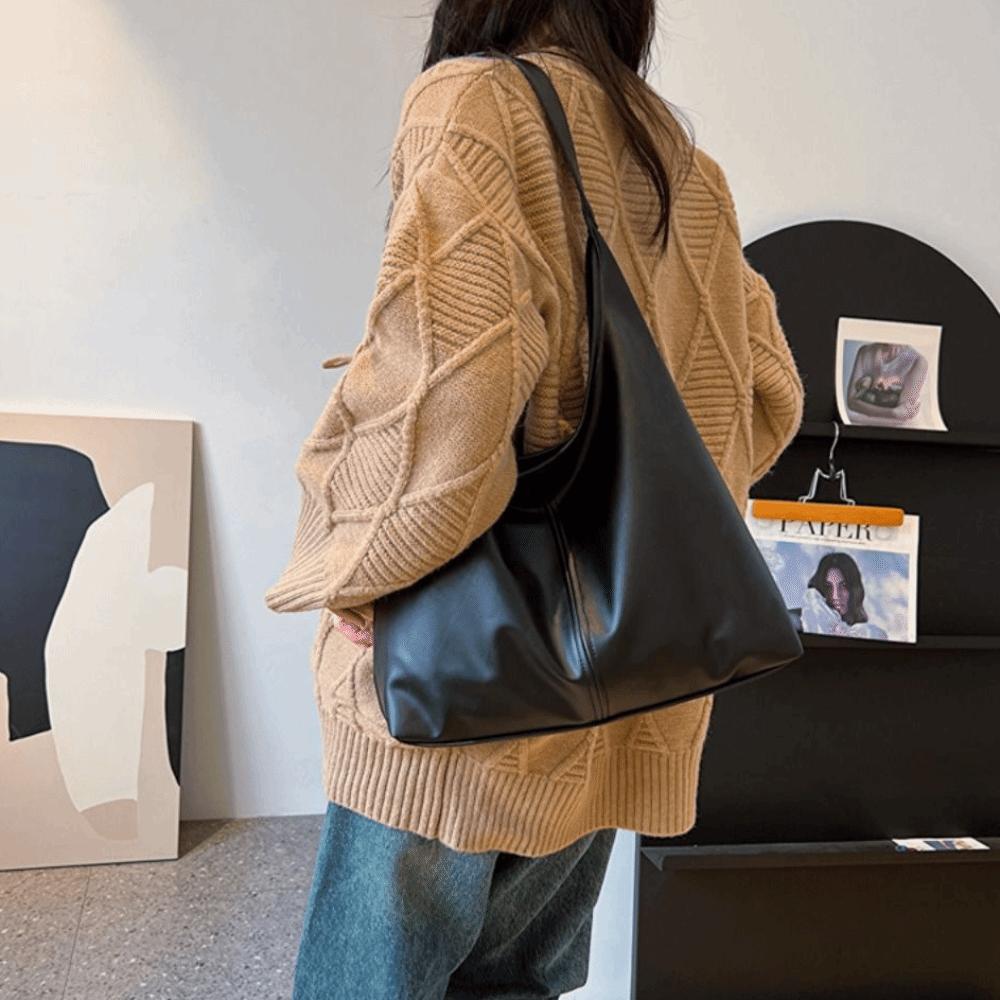 PU Vintage Tote Bag Large Capacity Commute Shopping Bag Elegant Women's Shoulder Bag  Streetwear