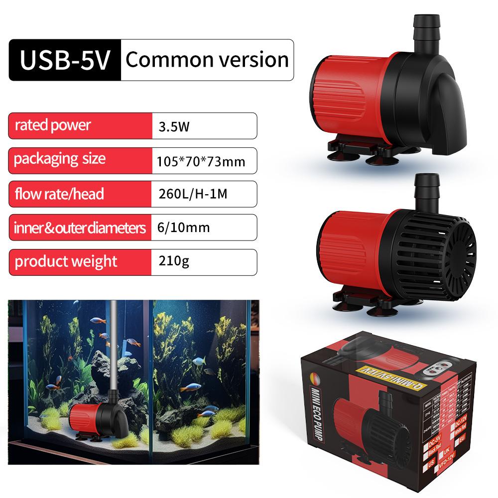 DC Small Submersible Pump Mini Circulating Water Pumping Flow 450L/H Fish Tank Silent Water Pump