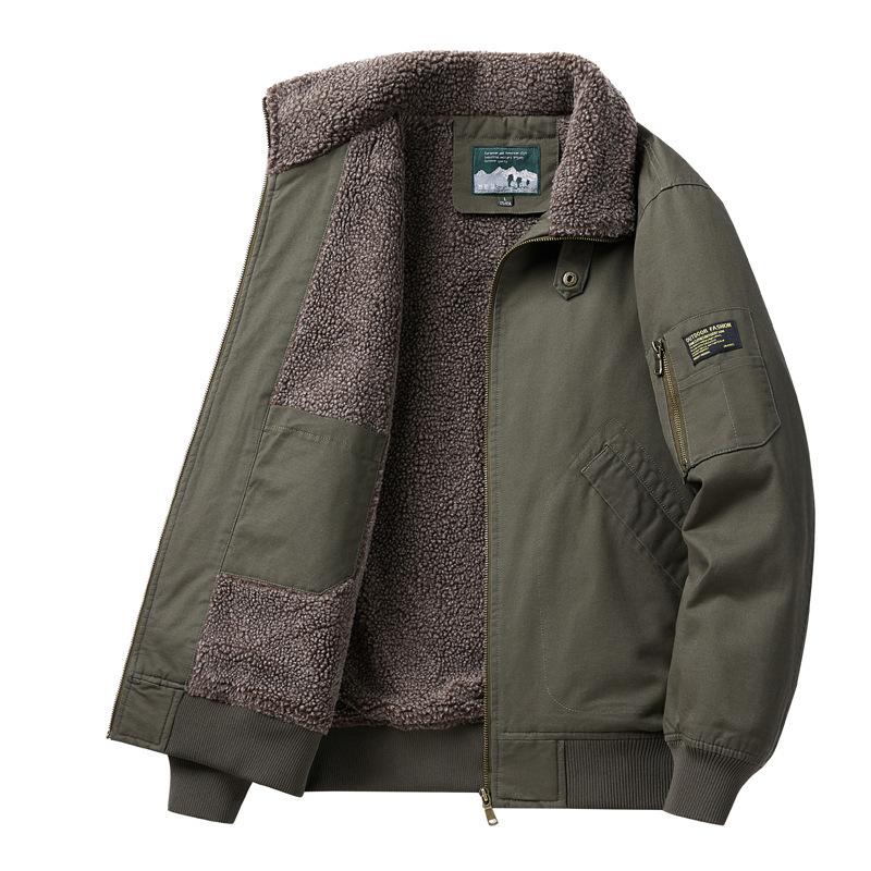 Cotton-padded Men's Youth Casual Velvet Thickened Warm Autumn and Winter Cotton-padded Leader Cotton Jacket