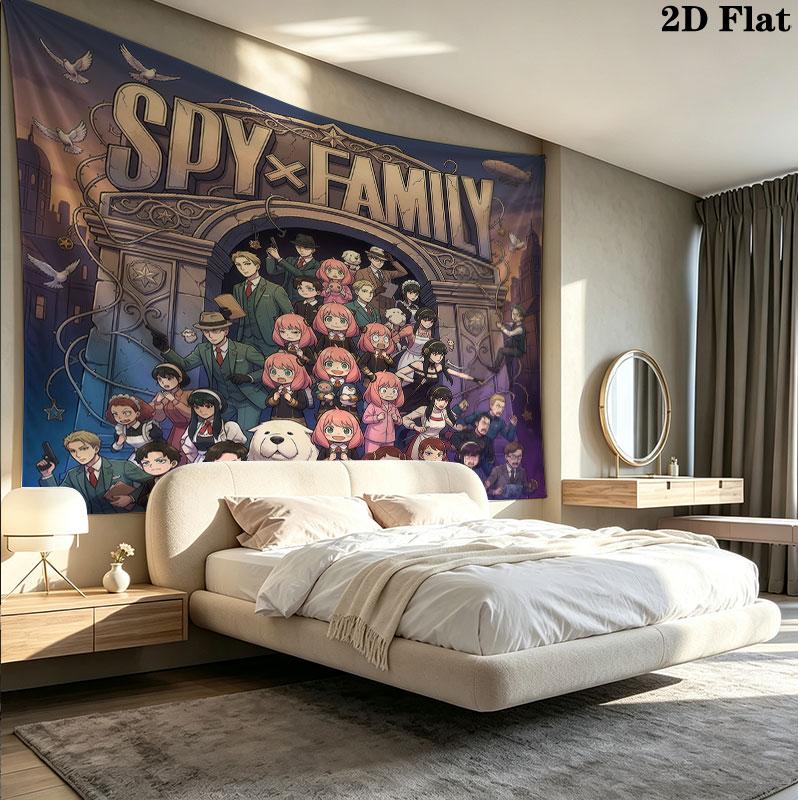 Arazzo da Parete Spy Family Appeso Estetico alla Parete Coperta in Tessuto Stampato Arazzi Decorativi per Camera da Letto Soggiorno Arredamento Casa
