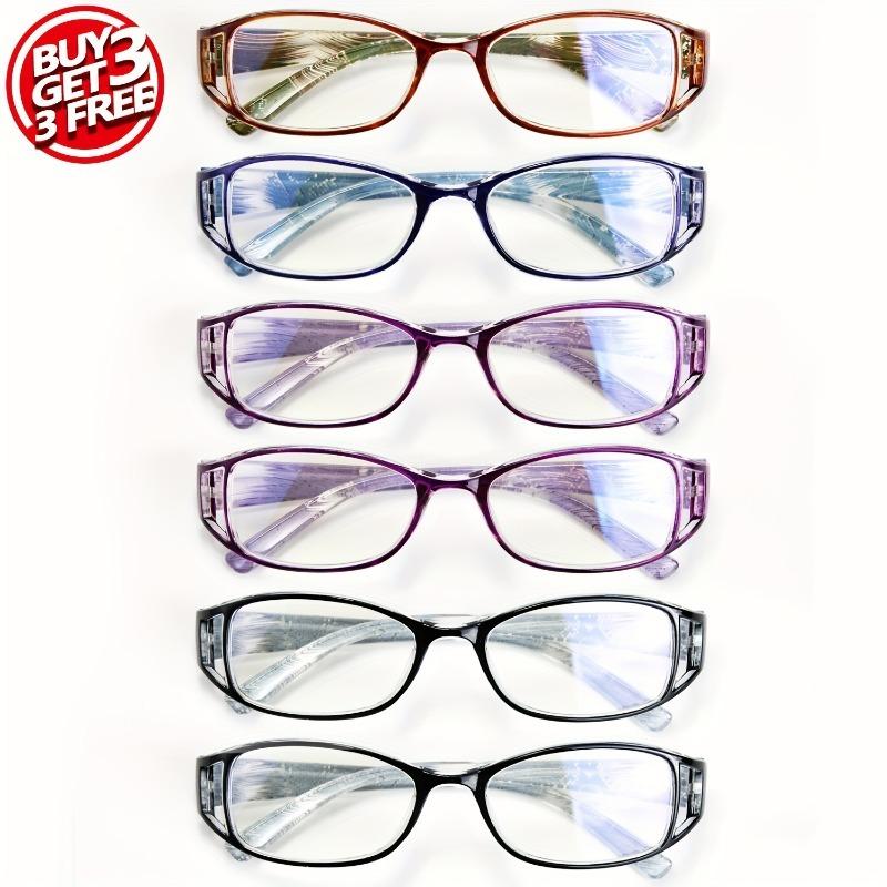 6 Stück Damen Mode Ovale Fassung Lesebrille Eisblumenmuster Hohl Design Stilvolle Brille